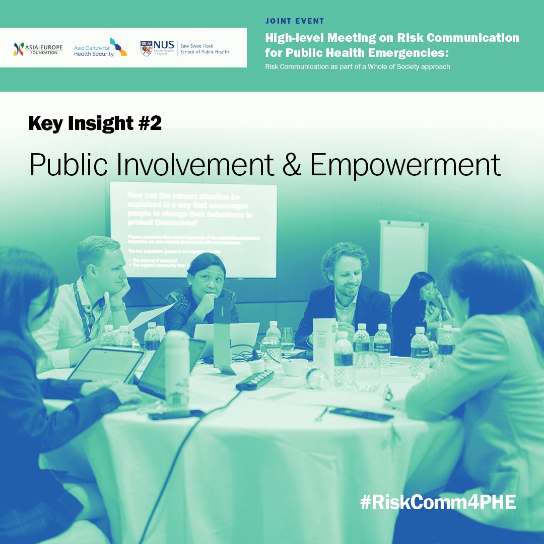aseforg's tweet image. Key Insight from @ASEF_PHN&apos;s High-level Meeting on #RiskComm4PHE: 
🌍  Public Involvement &amp;amp; Empowerment 🌍  
Empowering the public is more effective than enforcing rules. Establish two-way feedback channels to adapt to public needs. #RiskComm4PHE