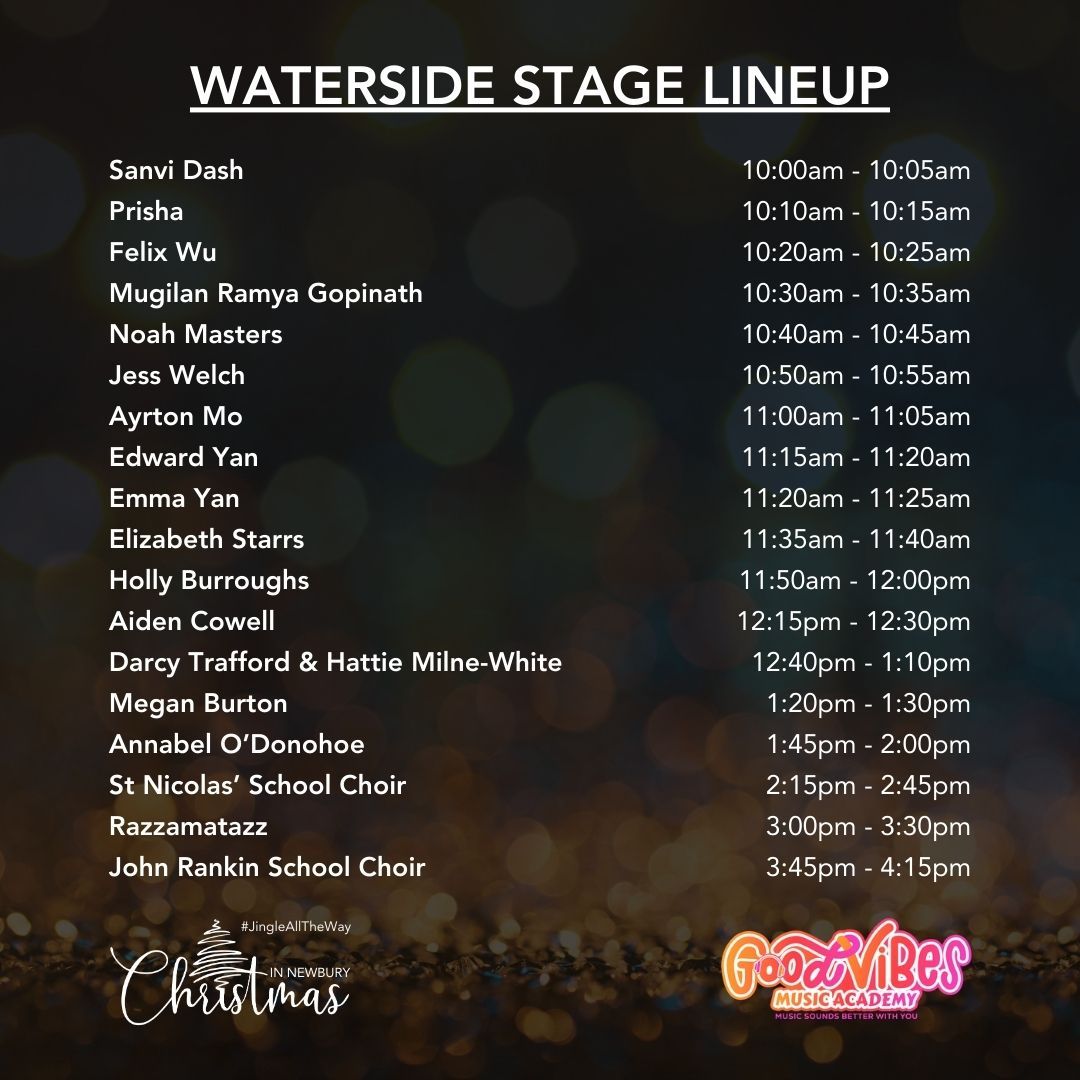 🎄 Get ready for live music across Newbury town centre! 🎶

With three musical stages set up for the Christmas Lights Switch On this coming Saturday, the town will be filled with festive tunes - here are the full lineups so you can plan your day 😍