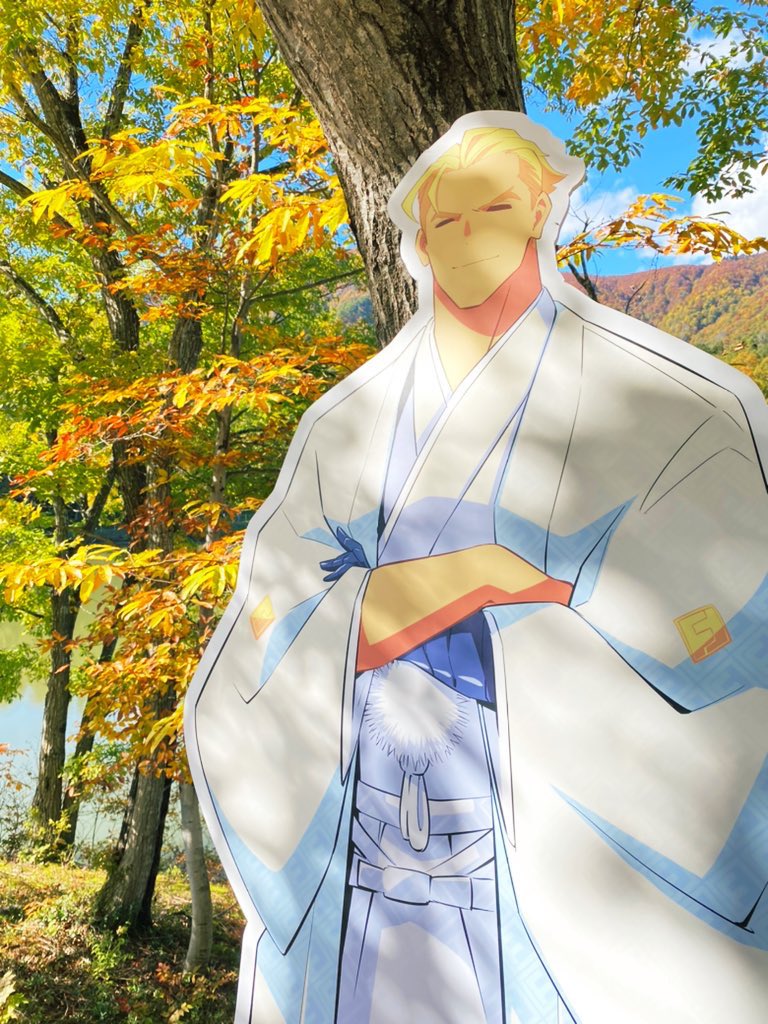 gamagoori ira solo blonde hair 1boy closed eyes male focus outdoors japanese clothes  illustration images