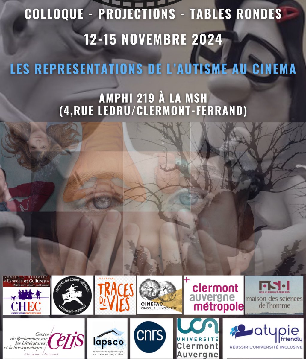🌟 CLEA Interviendra au colloque de <a href="/UCAuvergne/">UCA</a> « Les représentations de l’autisme au cinéma » 
🧭14 novembre a 10h. 

Nous parlerons du « regard neurotypique »des séries sur l’autisme a partir d’un regard critique de inspiré des Autism studies. 

celis.uca.fr/actualites/col…
