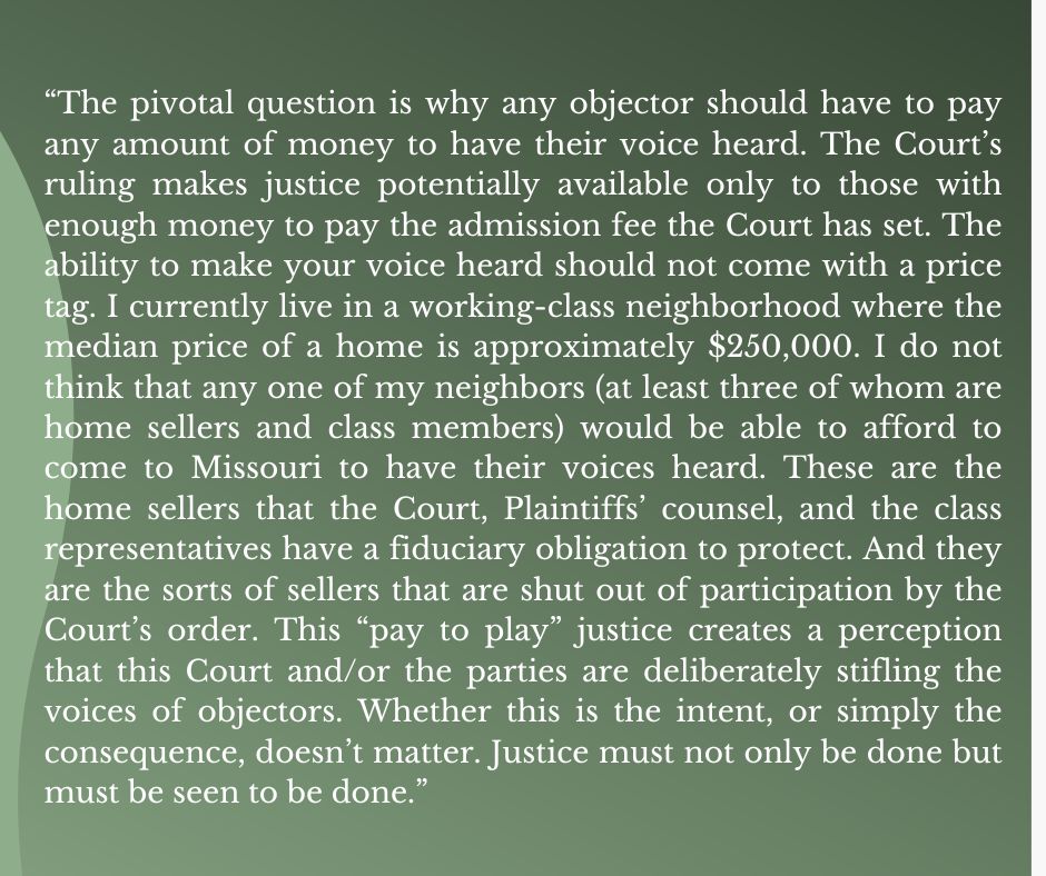 The district court in the NAR settlement case has ordered all objectors to appear at the fairness hearing in person. Today, I filed a motion arguing that the order is unconstitutional: law.buffalo.edu/content/dam/la…

#law #lawtwitter #classactions #NARSettlement