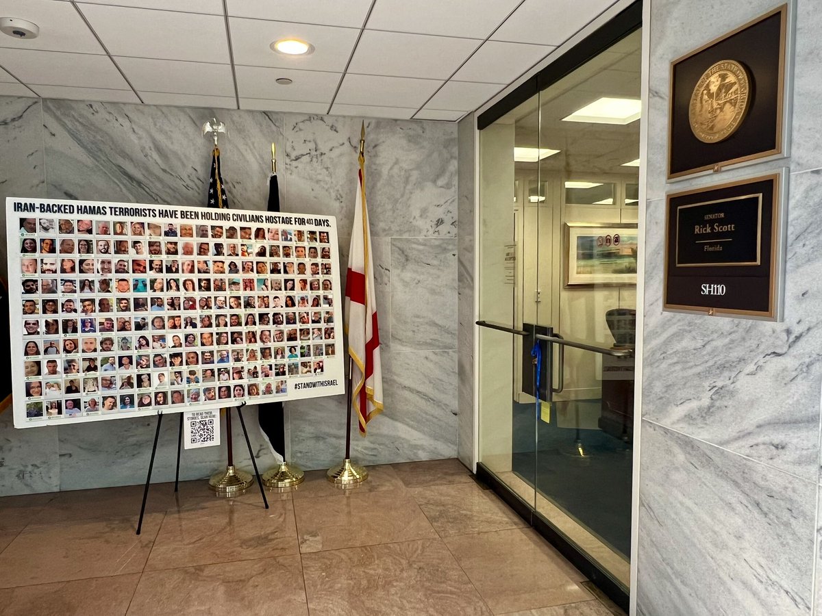 Aviva Klompas (@avivaklompas) on Twitter photo Right outside <a href="/SenRickScott/">Rick Scott</a>โs office are the photos of the hostages suffering in Gaza
Thank you Senator ๐๏ธ Right outside <a href="/SenRickScott/">Rick Scott</a>โs office are the photos of the hostages suffering in Gaza
Thank you Senator ๐๏ธ