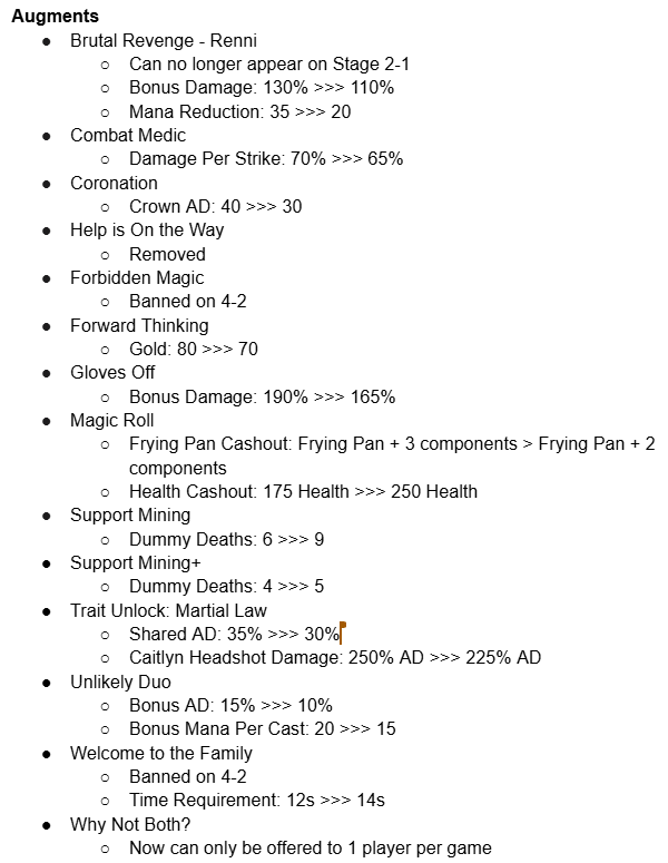Mortdog's tweet photo. Hey folks. Into the Arcane has been on PBE for less than 24 hours, and the team is watching and responding fast. Thank you for all the bug reports.

Here's the patch notes for todays build. Due to the short PBE, there won't be a ton of these. Right now our focus in on augments. https://t.co/CHbCK7B4Er