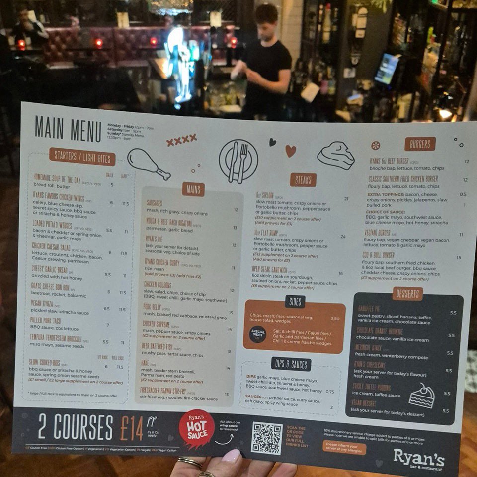 New menu, same price!

We've kept some of our favourites, updated some classics, and added a few new ones!

And still 2 courses for just £14