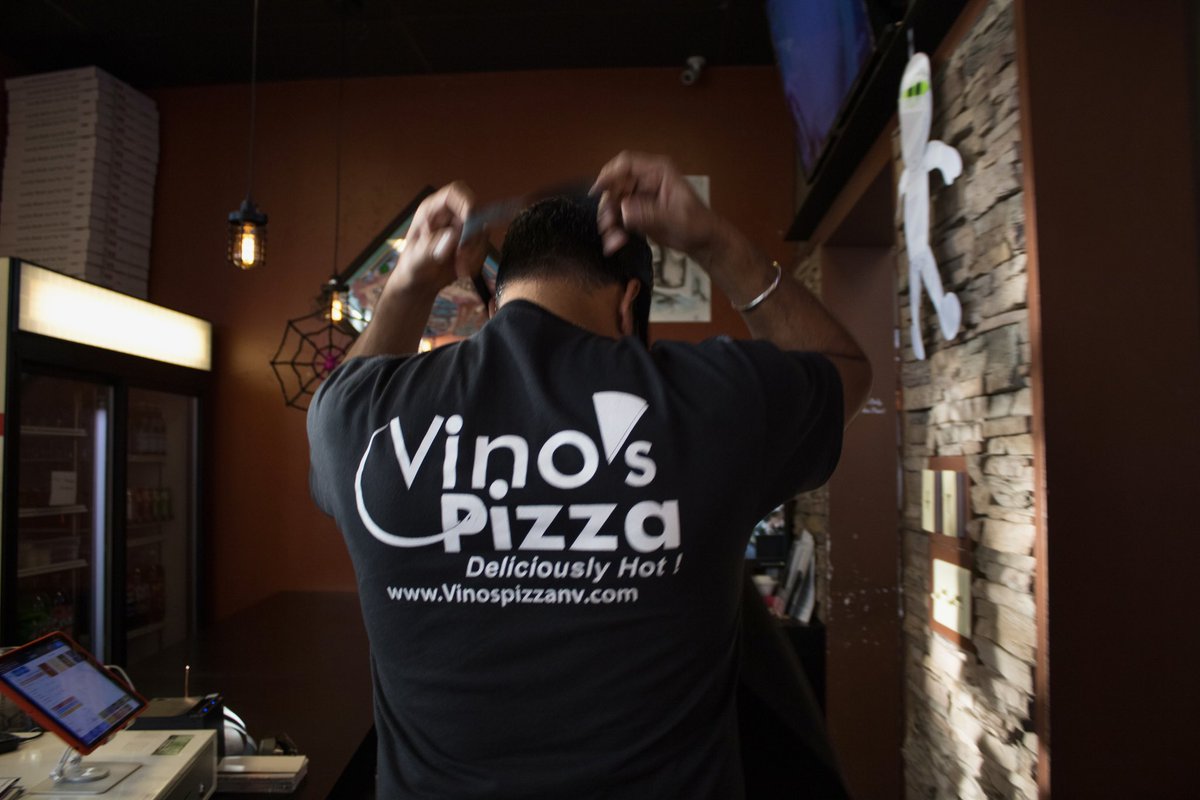 Binu Singh puts on an apron, ready for another day of work at his self-made business, Vino’s Pizza. The restaurant offers an incredibly tasty variety of pizza, wings, and desserts! #VinosPizza #Nevada #pizza 🍕