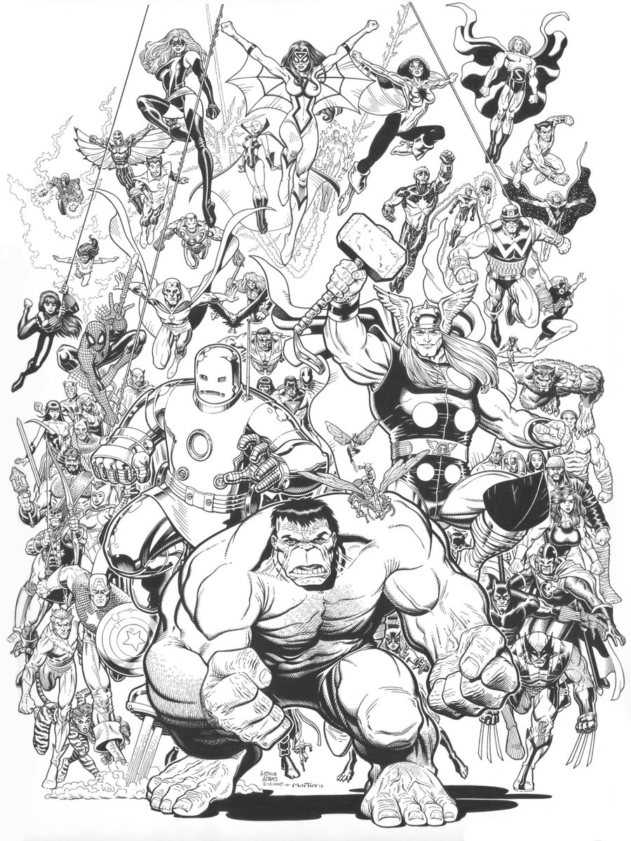 My 18x24 recreation of Art Adams Avengers Assemble. #avengers #brushinking #recreation
