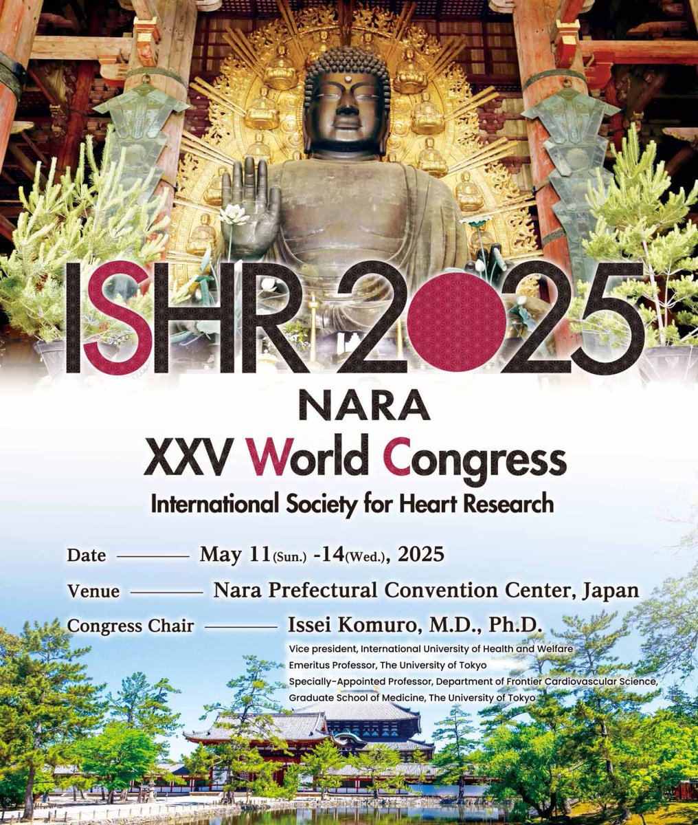 Molly O'Reilly (@mollyoreillyy) on Twitter photo Absolutely thrilled to have been invited as a symposium speaker at the International Society for Heart Research (ISHR) World Congress, Japan 2025!🫀
Check out the program and submit your abstract here:
ishr2025nara.jp/index.html
<a href="/ISHR_ES/">ISHR European Section</a> #ISHR2025 #CardiovascularResearch Absolutely thrilled to have been invited as a symposium speaker at the International Society for Heart Research (ISHR) World Congress, Japan 2025!🫀
Check out the program and submit your abstract here:
ishr2025nara.jp/index.html
<a href="/ISHR_ES/">ISHR European Section</a> #ISHR2025 #CardiovascularResearch
