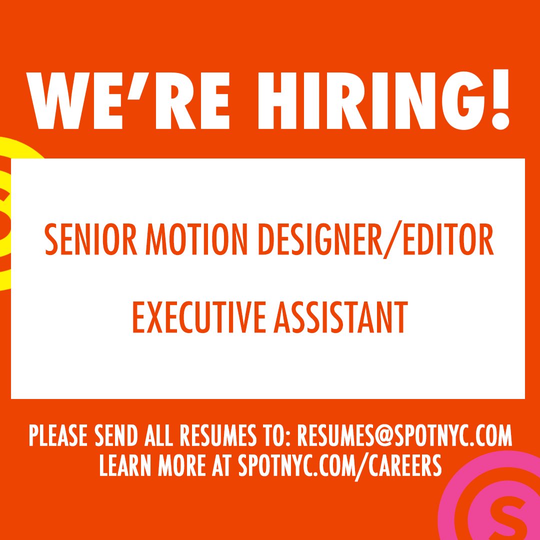 Just in! We’re currently #hiring for a Senior Motion Designer/Editor and Executive Assistant. 

Head to the link in our bio for the full job description and more info. We can’t wait to meet you! 🧡