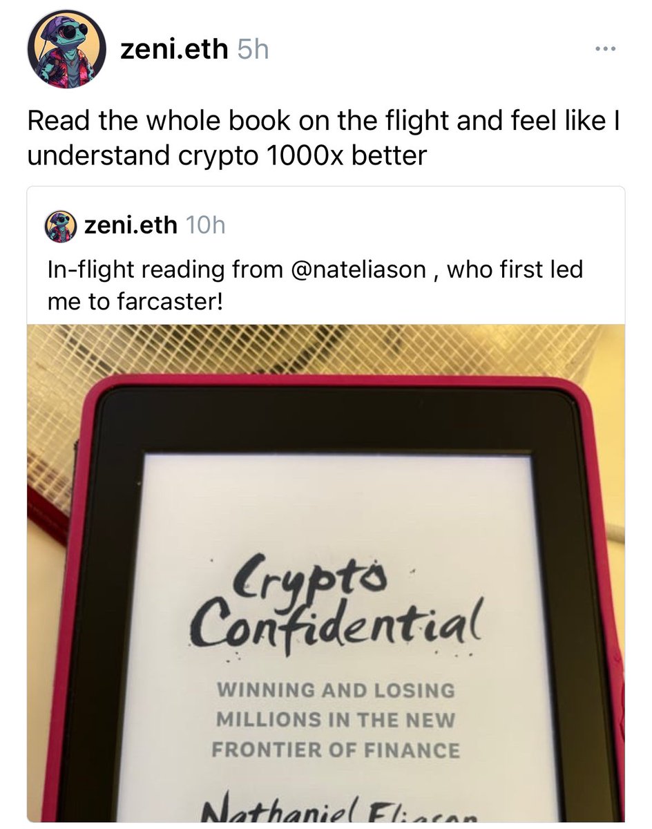 nateliason's tweet photo. I love how often I see people finish Crypto Confidential on one flight.

It’s a perfect airplane book https://t.co/7tk2fhI4pB