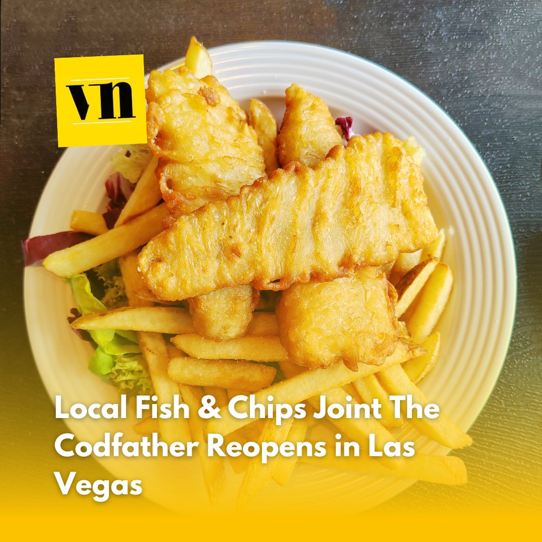 VegasNews's tweet photo. The Codfather, Las Vegas’ favorite fish & chips joint, has reopened! 🎣🍟 Head to https://t.co/fYhRWdUldb for all the tasty details. #TheCodfather #VegasEats https://t.co/1DP6zlfhyW