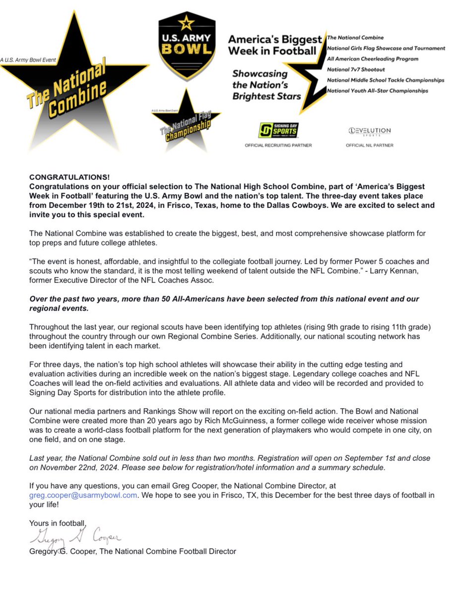 junan27's tweet photo. Thankful to receive an invite to #TheNationalCombine at the @USArmyBowl in Frisco, Texas. Thank you @joeray36 

@cbrownandovere1 https://t.co/eZSAqGRLt3