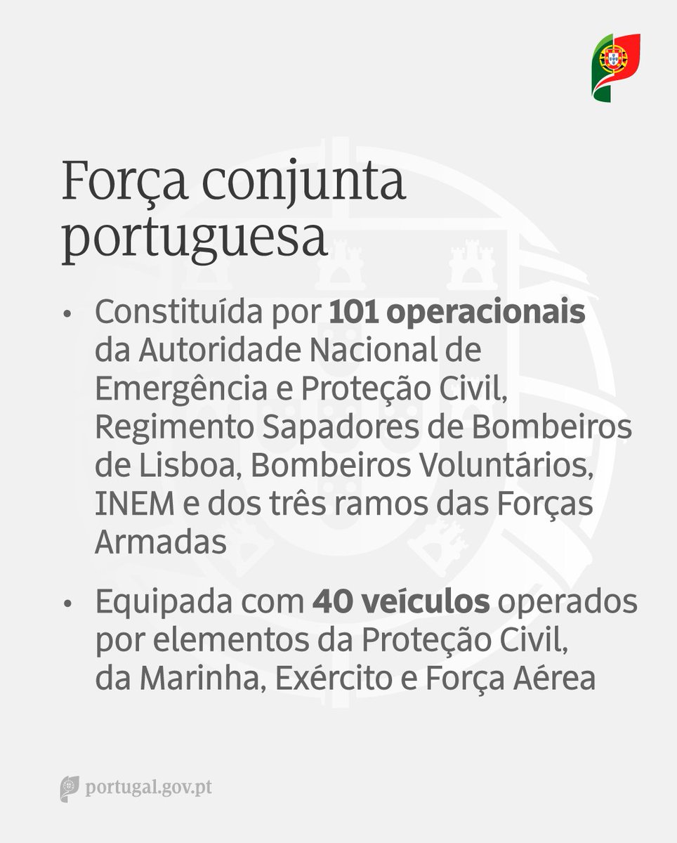 Portugal envia uma Força Operacional Conjunta de Proteção Civil para apoiar #Valência. Os operacionais portugueses atuam em resposta ao pedido de ajuda internacional do Mecanismo de Proteção Civil da #UniãoEuropeia.
