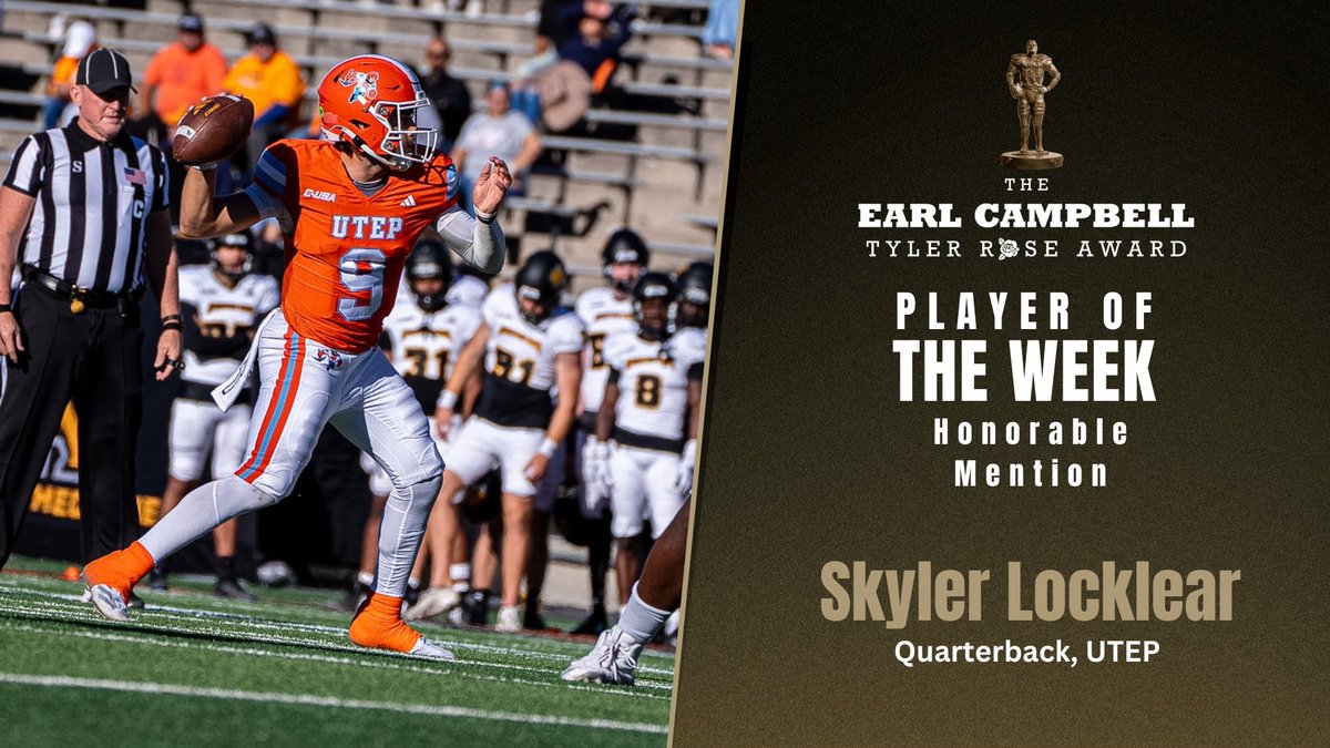 Week 11 Honorable Mention: <a href="/UTEPFB/">UTEP Football</a> QB @locklear_Skyler (Cleveland HS, NC) #PicksUp <a href="/ConferenceUSA/">Conference USA</a>