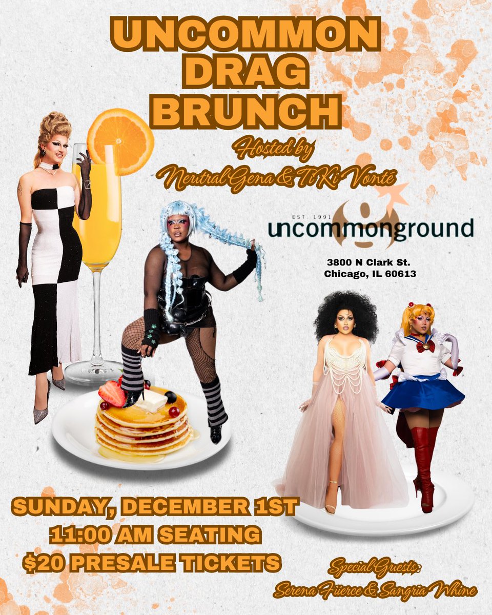 BRUNCH BITCH😋
who likes eggs &amp; bacon? okayyy😋
now who likes women? downnn🤤
who likes neutral gena? any takers?
🤨
THIS IS BRUNCH! come thru dec. 1st for shows, games, &amp; GOOD ASS FOOD at Uncommon Ground in Lakeview!
tickets avail NOW!🧡

simpletix.com/e/neutral-gena…