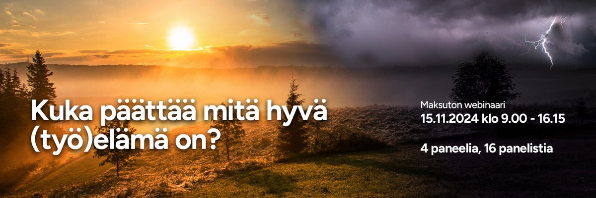 📣Ystävät!

Perjantain maksuttoman webinaarin aikataulutettu ohjelma löytyy nyt saitiltamme.

Tervetuloa linjoille perjantaina klo 9.00-16.15!

Hyvän (työ)elämän kyytiin voi hypätä milloin vain, riittää, kun on ilmoittautunut webinaariin mukaan.
wgh.fi/tapahtuma/maks…