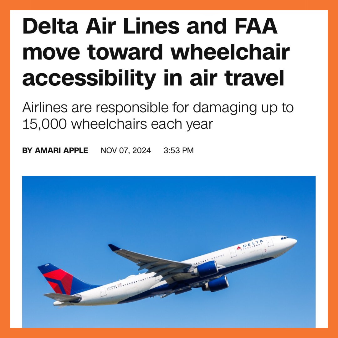 allwheelsup's tweet image. Each day that passes is a day closer to accessible air travel. ✈️

Link to full article below! 

rollingout.com/2024/11/07/del…

#FlyInclusive #AllWheelsUp #AccessiblityMatters #WheelchairSpotsOnAirplanes #AccessibleTravel #Wheelchair #Disabled #DisabledTravel #Accessible