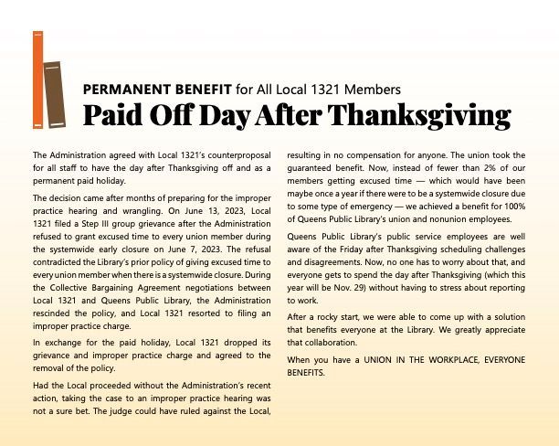 local1321's tweet photo. Local 1321 supports veterans on Veterans Day and continues to advocate for members' rights. For Thanksgiving, we worked with the Library Administration to secure a paid day off on Nov. 29. https://t.co/bTMzzusjIE