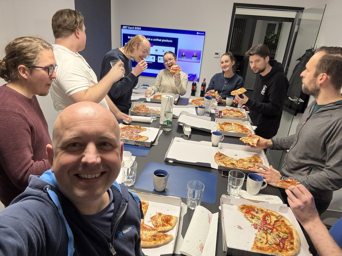 André Krämer (@codemurai) on Twitter photo #dotNETConf watch party at <a href="/BytesGmbh/">Quality Bytes GmbH</a>. Enjoying Pizza and the latest and greatest of <a href="/dotnet/">.NET</a> presented by <a href="/maddymontaquila/">maddy montaquila</a>, <a href="/DamianEdwards/">Damian Edwards</a>, <a href="/davidortinau/">@davidortinau</a> and all the other amazing speakers! #dotNETConf watch party at <a href="/BytesGmbh/">Quality Bytes GmbH</a>. Enjoying Pizza and the latest and greatest of <a href="/dotnet/">.NET</a> presented by <a href="/maddymontaquila/">maddy montaquila</a>, <a href="/DamianEdwards/">Damian Edwards</a>, <a href="/davidortinau/">@davidortinau</a> and all the other amazing speakers!