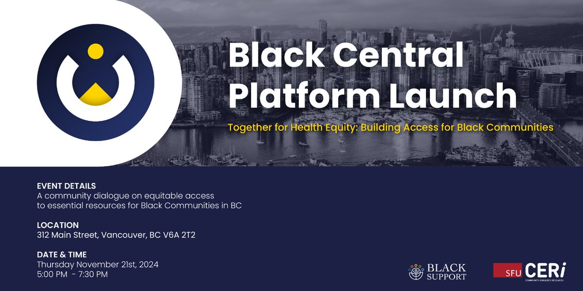 Join us Thursday, November 21, at <a href="/312Main/">312Main</a> to launch Black Central, a platform connecting Black communities in BC to essential, culturally relevant resources. Help shape its future and break down systemic barriers.
Join: eventbrite.ca/e/black-centra…
