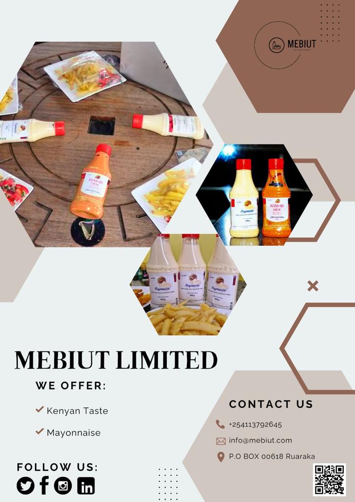 mebiutkenya's tweet image. At Mebiutkenya limited, we offer best of the best sauces in town and beyond. Try us today by visiting mebiut.com to make your orders🎉💯
#kenyantaste
#mayonnaise
#makingeverybiteunfoegettable