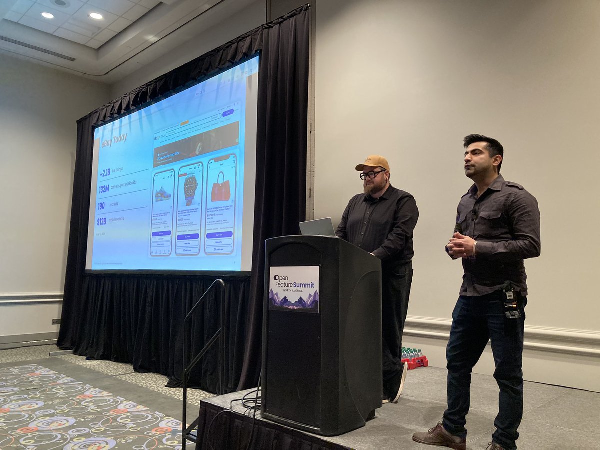 DevCycleHQ's tweet image. We are back here @OpenFeature Summit with our next talk “Migrating to Open Feature at Scale: 0 to Billions” with Chetan Kapoor from @eBay &amp;amp; Justin Abrahms from @thrivemarket all about how @eBay adopted #OpenFeature at Scale 🚀 #KubeConNA