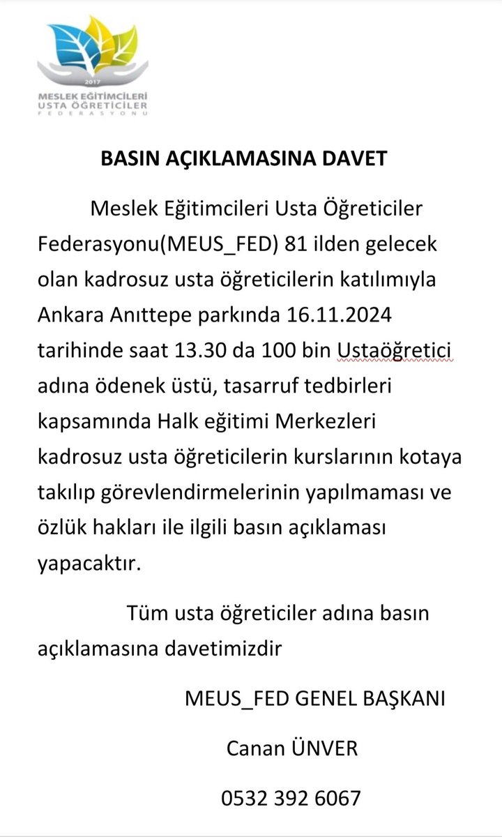 ismetcakir7's tweet photo. #16KasımANKARAdayız
Ustaöğreticilerin mağduriyeti giderilene kadar SUSMAYACAĞIZ. 
@showTv
@KanalD
@kanal7
@ulusalkanal
@AtvHaberTurkiye
@nowhaber
@trthaber
@trt1
@tv5televizyonu
@halktvcomtr
@tgrthabertv
@startv
@cnnturk
@ahaber
@HaberturkTV
@beyaztv
@ihacomtr
@Hurriyet
@milliyet https://t.co/iXcTA4O7hO