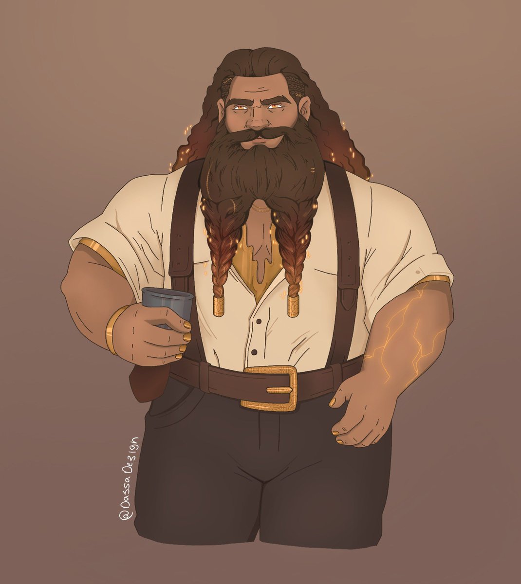 DassaDesign's tweet image. My character for the same game as the last portrait I posted. Martan Sparklytits. Hot Dwarf first, War Cleric/ War Wizard second.

#oc #art #portrait #dungeonsanddragons #dnd #characterart