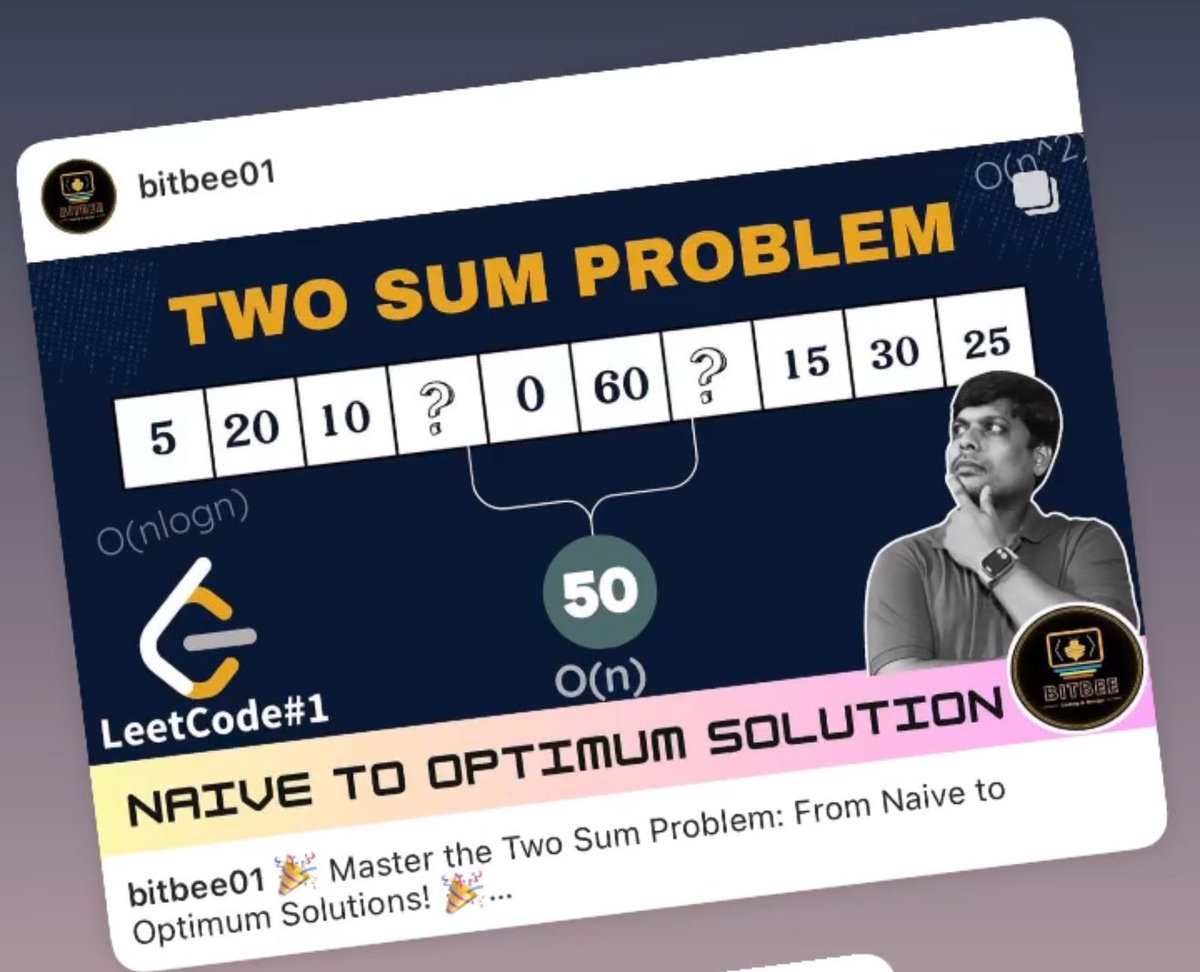 bitbee24's tweet image. Leet Code_1 | Two Sum Problem | Java | Python | Visual explanations at:

medium 📖 : bitbee.medium.com/leetcode-two-s…

Youtube ▶️🔗: youtu.be/1IzuFU8L3jc

#bitbee #dsa #leetcode