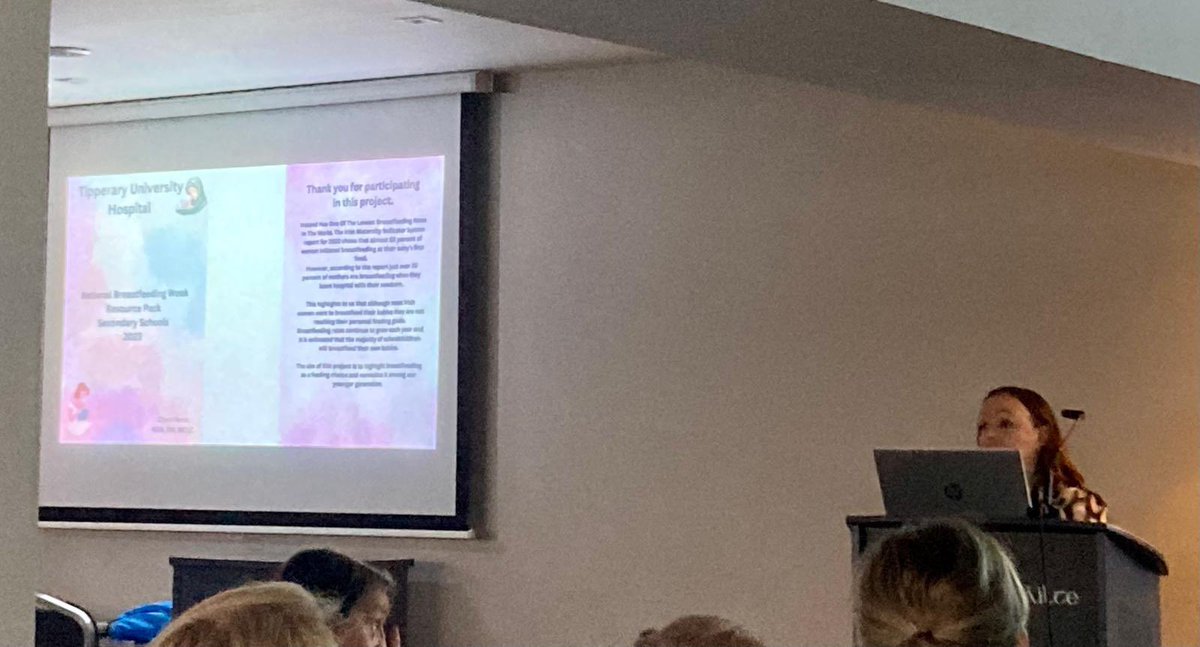 ClaireFerris2's tweet photo. Delighted to present my project on Breastfeeding promotion in primary and secondary schools in south Tipperary at @HSEDubSouthEast 
Nursing &amp; Midwifery Symposium
2024 -Transforming Patient Care
- Integrating - Collaborating - Innovating
@TippUHMaternity @TipperaryUH https://t.co/0qUUGvXRCh