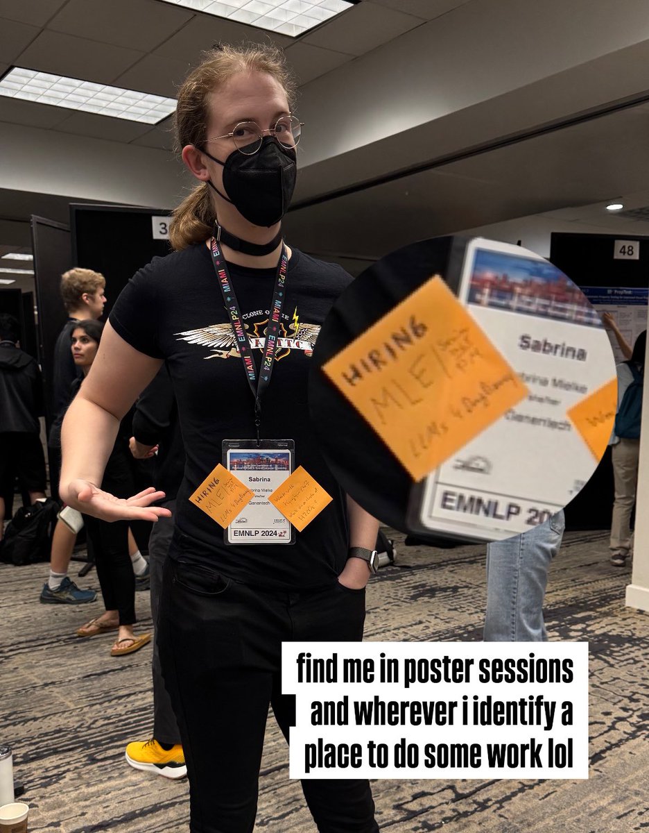 Sabrina J. Mielke (@sjmielke) on Twitter photo Say hi at <a href="/emnlpmeeting/">EMNLP 2025</a> #EMNLP2024 !
Here in Miami to spread the good word about our job openings, look at tons of posters, and connect with old friends and new :) Say hi at <a href="/emnlpmeeting/">EMNLP 2025</a> #EMNLP2024 !
Here in Miami to spread the good word about our job openings, look at tons of posters, and connect with old friends and new :)