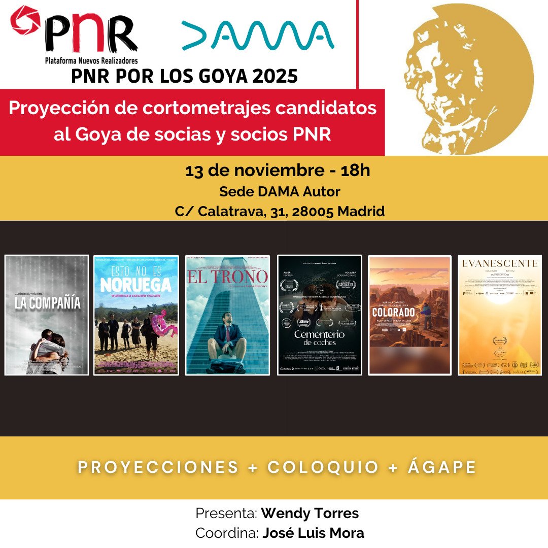 Pase de COLORADO en la sesión de PNR POR  LOS GOYA  en la sede de DAMA (13 DE NOVIEMBRE A LAS 18H)
Gracias <a href="/PNRCINE/">PNR</a> por la difusión de los trabajos de los socios/as
<a href="/mejorcitadlmio/">pilargomez</a> <a href="/Sandberi/">Sandra Gallego</a> <a href="/PremiosGoya/">Premios Goya</a> <a href="/FundacionDAMA/">DAMA</a>