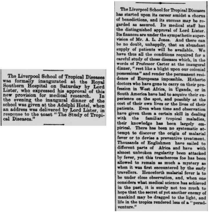 Liverpool1207's tweet photo. 12th November 1898 - Sir Alfred Lewis Jones offers a donation of £350 per annum for the study of tropical diseases in Liverpool. 
The school was formally inaugurated in April 1899. The Pembroke Place building first opened in 1915. Later extended.
https://t.co/fdArHUXVc0 https://t.co/xYbDxSu2VF