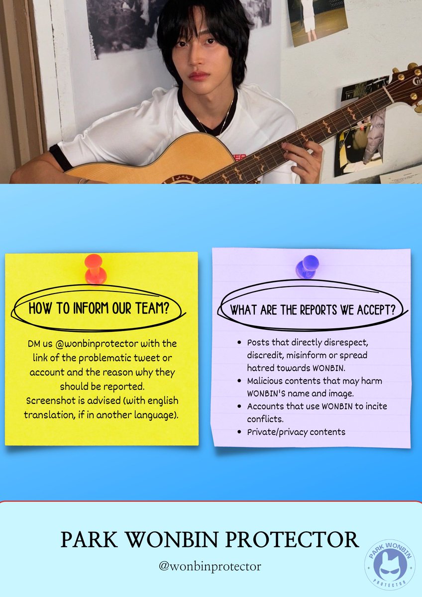 wonbinprotector's tweet image. Hello, we are a protection account fully dedicated to RIIZE #WONBIN.

➡️ Kindly check below the attached guideline on how and what to report regarding Wonbin before sending us a DM.

Let&apos;s work together for WONBIN.

Thank you.