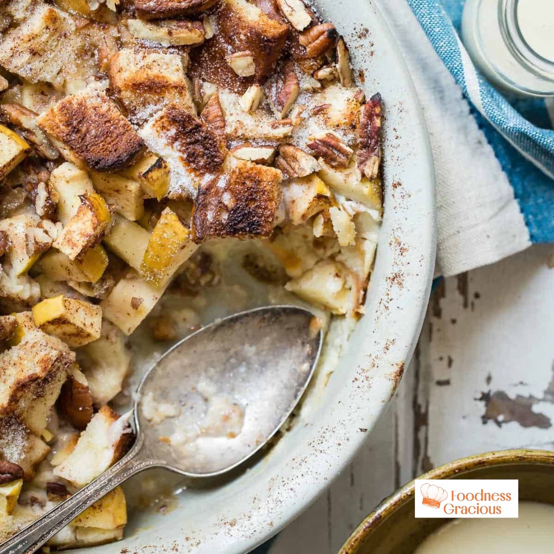 FoodnessG's tweet image. Say hello to your new fall favorite! Apple Bread Pudding topped with a luscious Pernod Vanilla Custard—talk about a dessert dream come true! 

Who’s ready for a spoonful of this comfort food magic? Recipe Link: foodnessgracious.com/recipes/apple-… 

#AppleBreadPudding  #ComfortFood