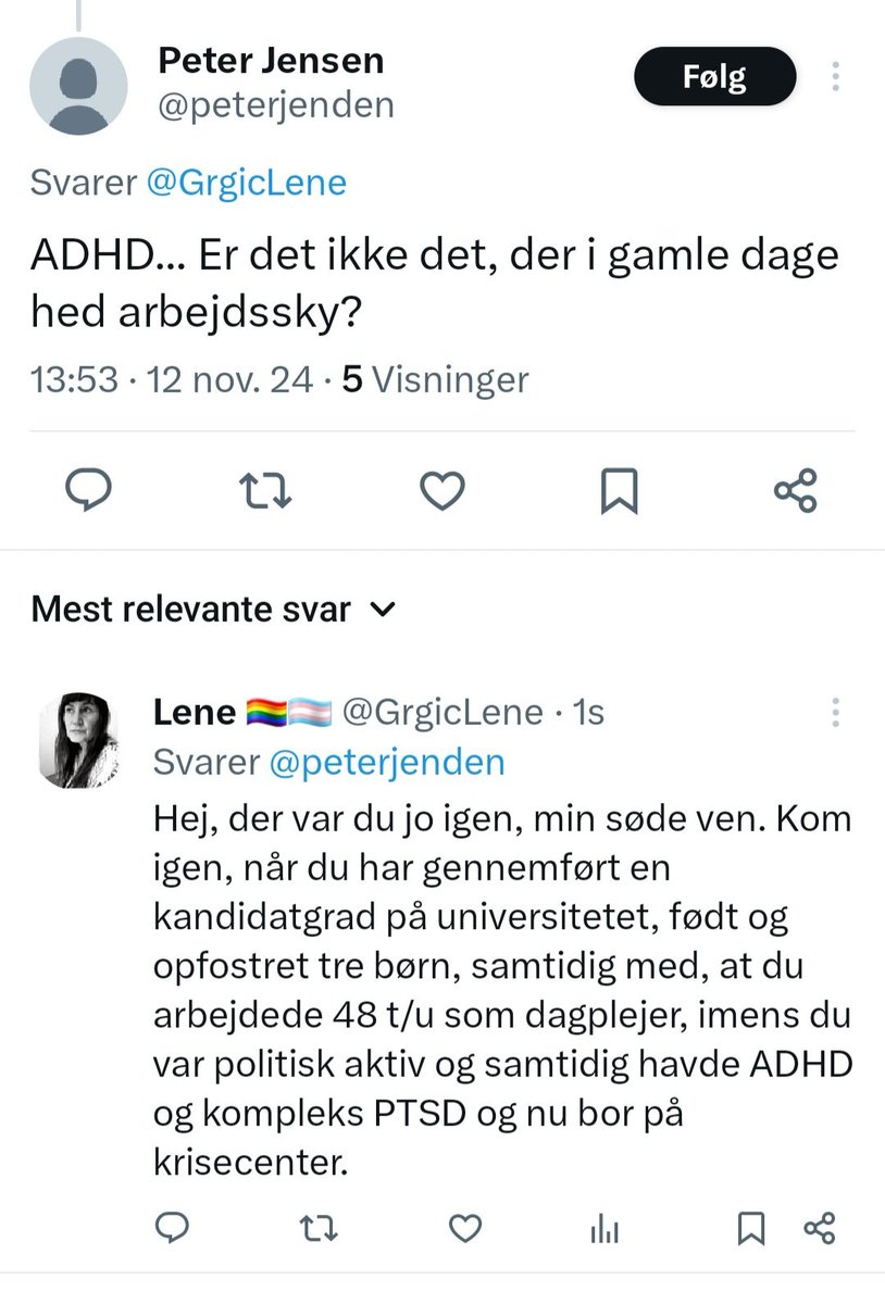 Peter går meget op i mit liv, kan jeg mærke. Sidst var jeg jo en bums 😂Jeg håber, han får det rigtig dejligt i maven, når han sådan sparker til andre. Et eller andet må det jo give ham. Er bare glad for, at jeg ikke henslæber en så trist og bitter tilværelse.