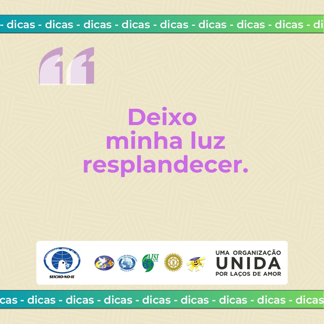 Reconheça o quão iluminado você é, permita que essa luz resplandeça.

Suas qualidades e seu potencial estão prontos para serem manifestados de forma a expressar dádivas de Deus que há em você. Jamais diminua a grandiosidade que existe em você.

#SeichoNoIe #hábitosdiários