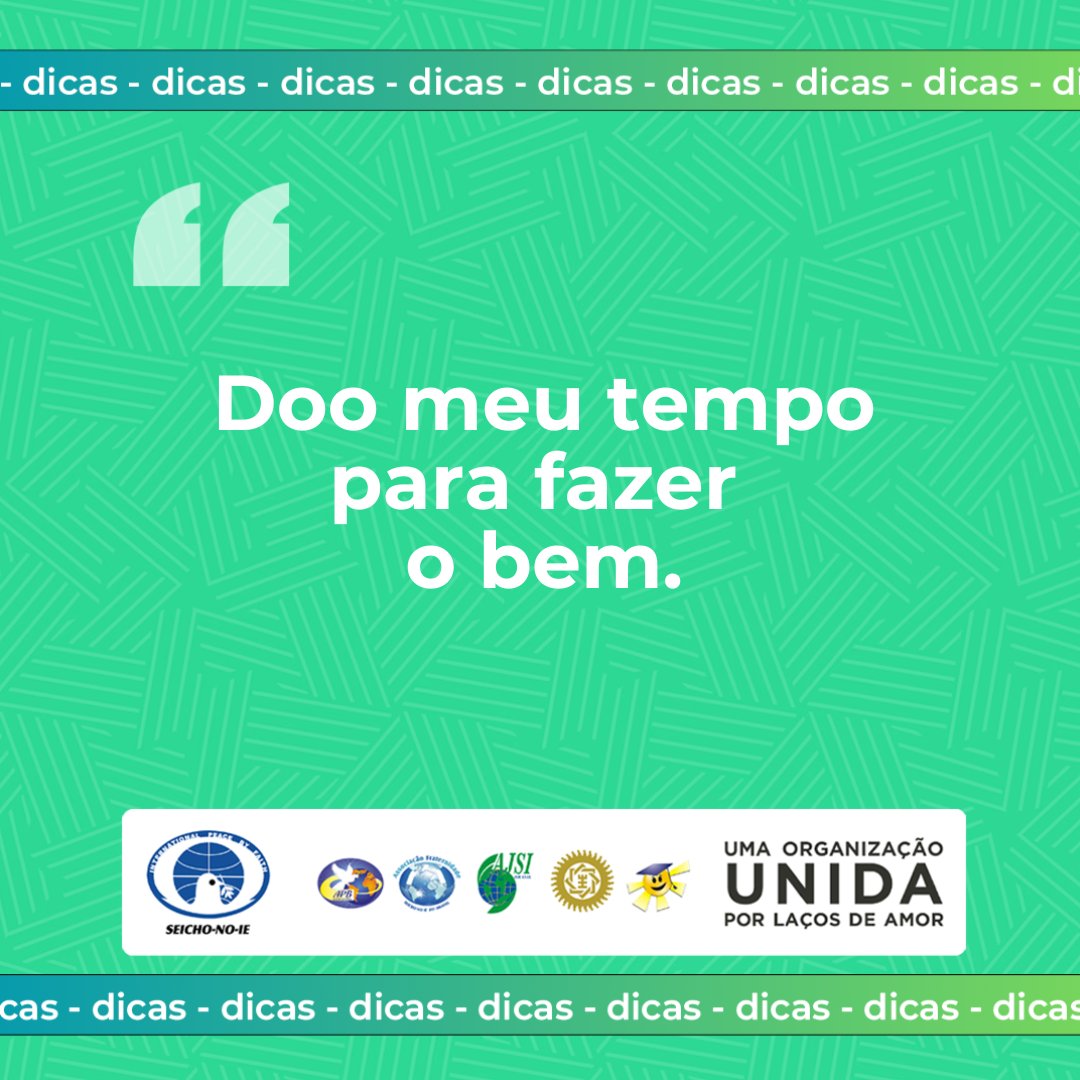 Muitas vezes não temos ideia, mas uma ação de bem que fazemos a alguém — uma palavra, um elogio, um ato de amor, uma mensagem da Seicho-No-Ie que compartilhamos — pode transformar nosso dia e nossa vida.

Faça um elogio e marque alguém aqui nos comentários!

#SeichoNoIe