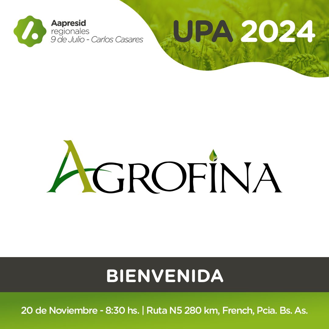 🙌 Gracias <a href="/Agrofinatec/">agrofinatec</a> por acompañarnos en la #JORNADAUPA2024

📆20 Nov
📍Ruta N5 280km, French, Pcia. Bs. As.
⏰8.30 hs

Ensayos
Trigo, cebada. arveja, colza, camelina, soja y maíz

Disertante: 
👤 Paulina Lescano

#Aapresid