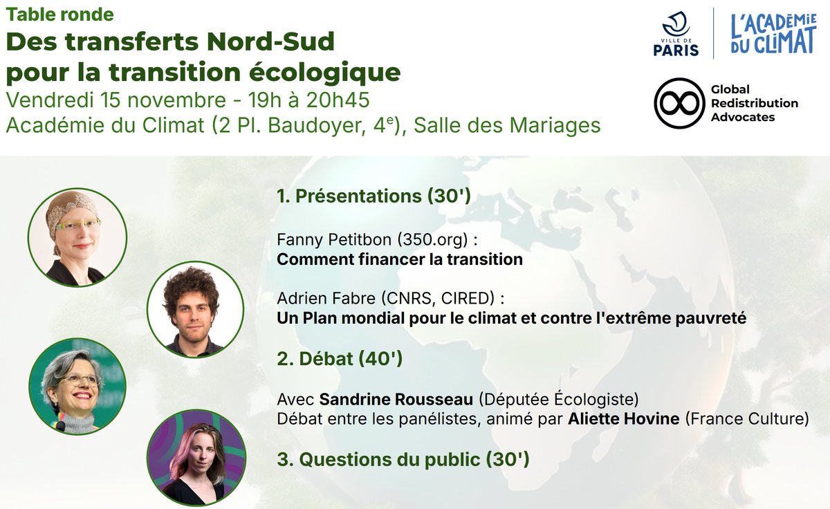 adrien-fabre.bsky.social (@adrien_fabre) on Twitter photo Alors que la COP29 discute des solutions pour financer la transition dans les pays du Sud, venez écouter le débat entre <a href="/sandrousseau/">Sandrine Rousseau</a>, Fanny Petitbon de <a href="/350France/">350.org - France (@350france.bsky.social)</a> et moi-même, animé par <a href="/Aliette_H/">Aliette Hovine</a>.
Suivi d'un pot à la buvette de l'<a href="/AcademieClimat/">Académie du Climat</a>.
academieduclimat.paris/evenements/des… Alors que la COP29 discute des solutions pour financer la transition dans les pays du Sud, venez écouter le débat entre <a href="/sandrousseau/">Sandrine Rousseau</a>, Fanny Petitbon de <a href="/350France/">350.org - France (@350france.bsky.social)</a> et moi-même, animé par <a href="/Aliette_H/">Aliette Hovine</a>.
Suivi d'un pot à la buvette de l'<a href="/AcademieClimat/">Académie du Climat</a>.
academieduclimat.paris/evenements/des…