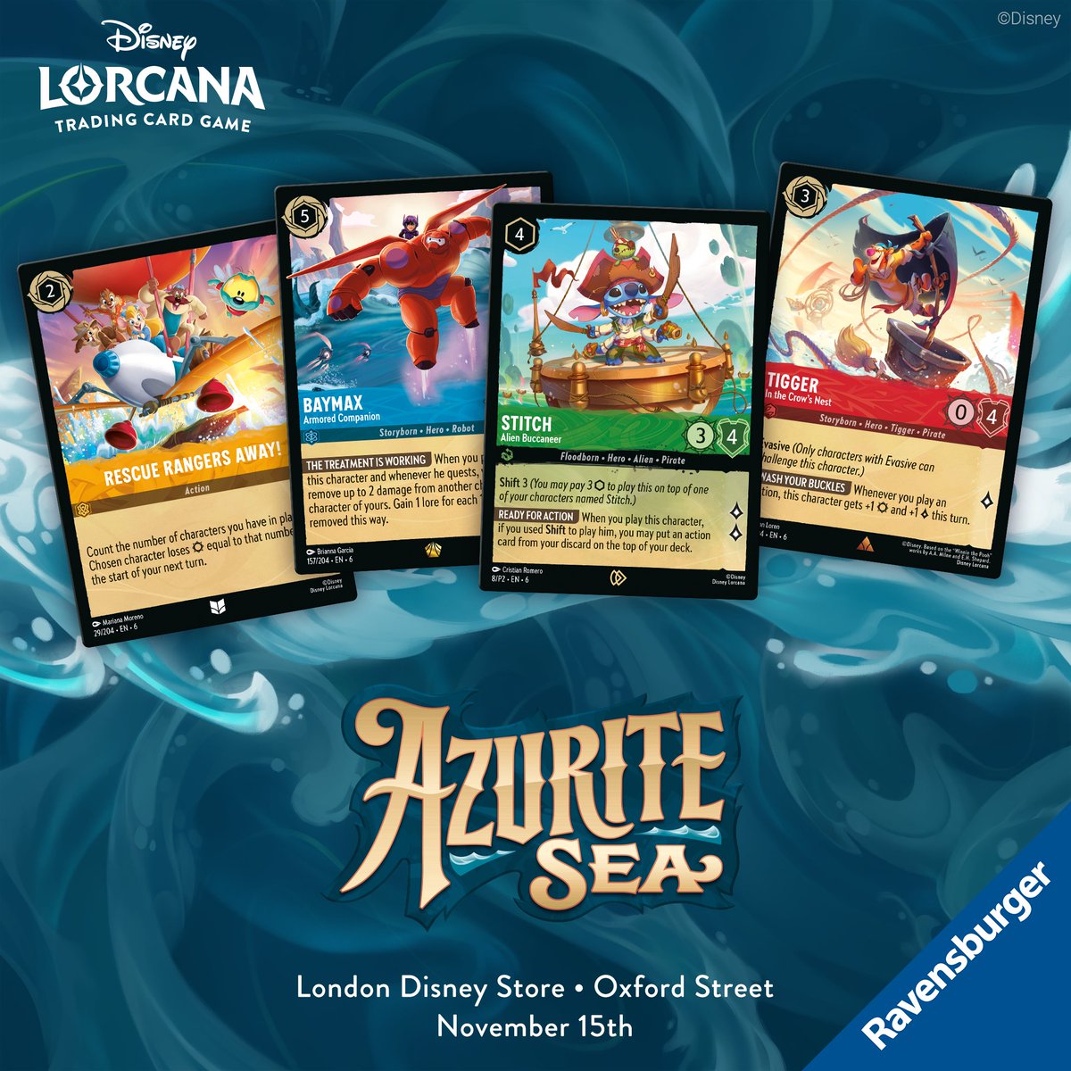 This Friday I'll be at the Disney Store UK to celebrate the new chapter of #Lorcana: #AzuriteSea ! 

Event time: 9am-4pm

I'll be signing cards and poster during the event.
I can't wait to meet the UK community 🥰 

<a href="/DisneyLorcana/">Disney Lorcana</a> #DisneyLorcana