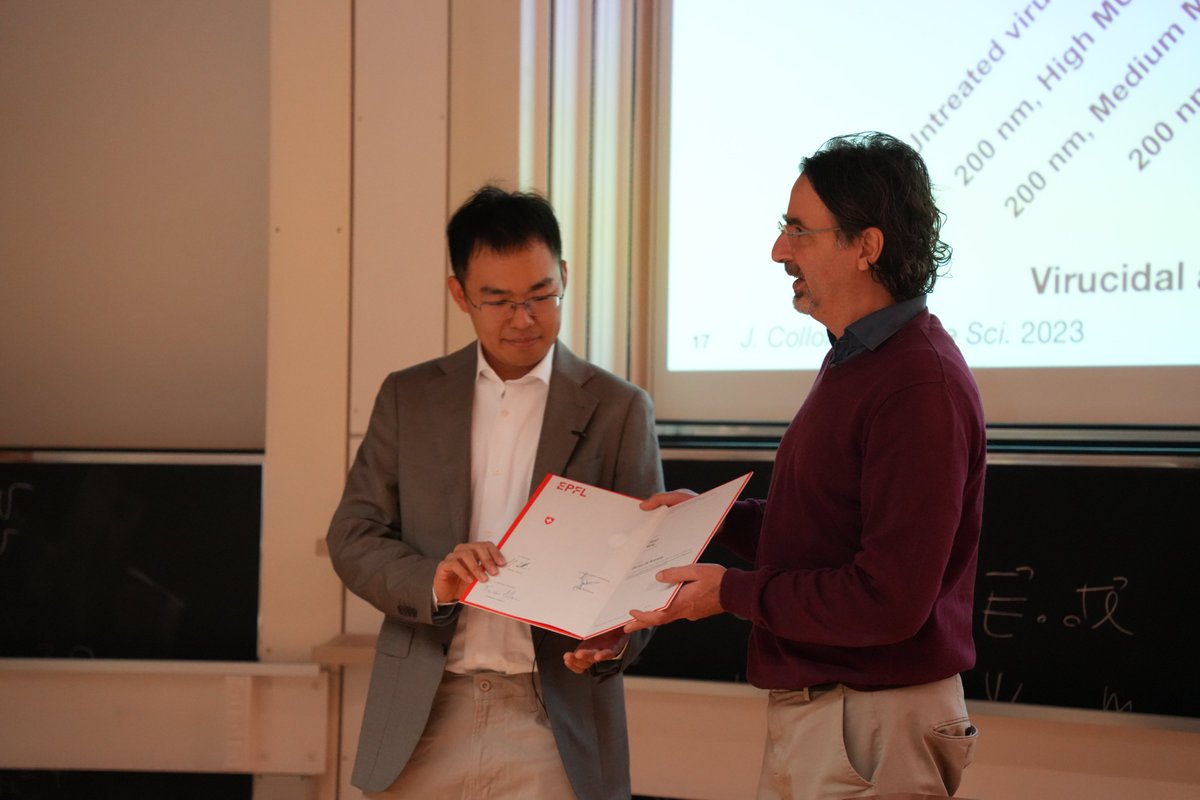SuNMIL_EPFL's tweet photo. 🎉 Congratulations to Dr. Heyun Wang on successfully defending his PhD thesis, “Engineering Nanomaterial Surfaces for Biomedical Applications!” 👨‍🎓🥳 We look forward to seeing the impact of your research in advancing biomedical technology and transforming healthcare solutions!🔬🦠 https://t.co/56MKOMLwPn