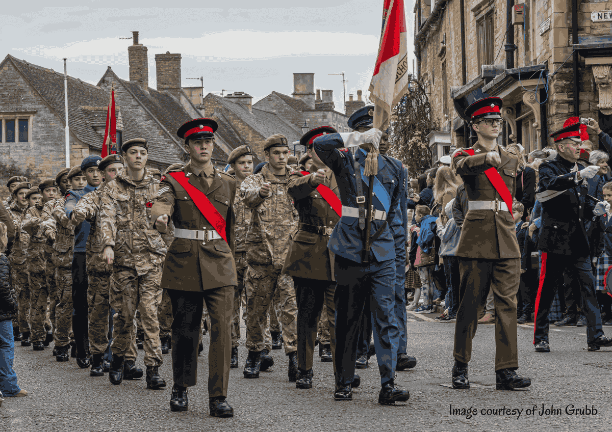 NorthantsLL's tweet photo. The occasion was supported by the Oundle CCF cadet corps band, an extensive parade of service personnel, uniformed organisations and veterans.  @CCFcadets @PoppyLegion #oundle https://t.co/bJSyGoCFXb