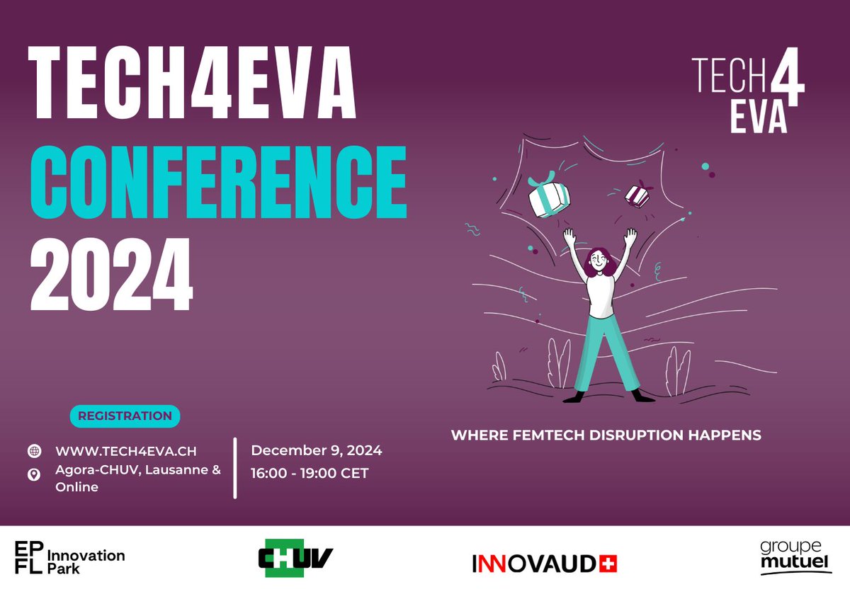 BCNHealthHub's tweet image. Be part of shaping a brighter future for Women&apos;s Health with #Tech4Eva Conference 2024 in partnership with @CHUVLausanne &amp;amp; @Innovaud! It brings together industry stakeholders from around the world including investors, and more. Save the date and register 👉barcelonahealthhub.com/en/news/be-par…