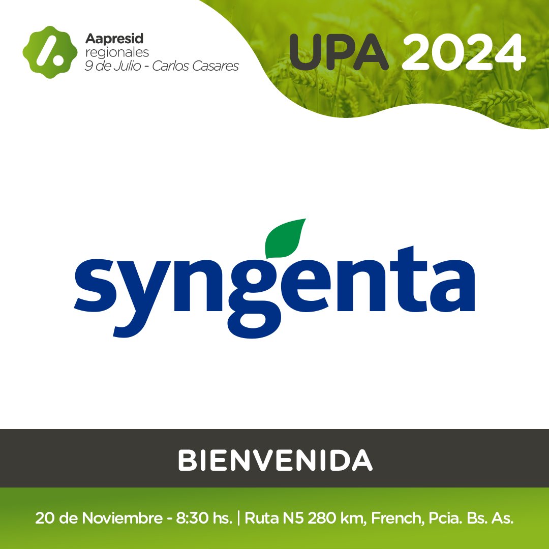 🙌 Gracias <a href="/Syngenta_ar/">Syngenta Argentina</a> por acompañarnos en la #JORNADAUPA2024

📆20 Nov
📍Ruta N5 280km, French, Pcia. Bs. As.
⏰8.30 hs

Ensayos
Trigo, cebada. arveja, colza, camelina, soja y maíz

Disertante: 
👤 Paulina Lescano

#Aapresid