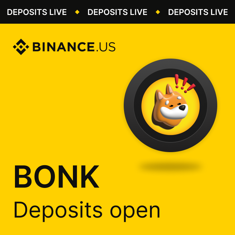 BinanceUS's tweet photo. Deposits for $BONK are now open on https://t.co/AZwoBOgsqS! 

Trading on the BONK/USDT pair will begin on November 13, at 6 a.m. EST.

@bonk_inu is a dog-themed meme coin and NFT project, built on Solana and governed by the BONK DAO.

Read more: https://t.co/7Qr8u8XxEb https://t.co/9613QFX6TN
