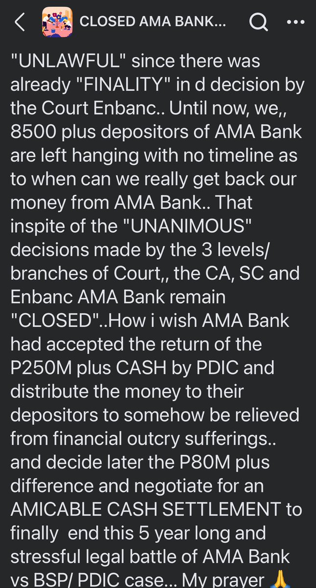 trail_road's tweet photo. @ToniSpeakEasy Pinakamasaklap maging victim conspiracy ng @BangkoSentral @OfficialPDIC #AMABANK ayaw ibigay ang pera ng mga depositors 5 years na legal battle kuno para sila makinabang sa pera ng tao. https://t.co/mj9ZvVjIrH