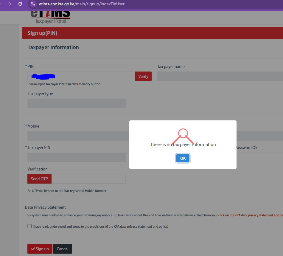 kimaigenius's tweet photo. https://t.co/2xjc20kDFm This site is not working @KRACare it has been weeks trying to get access to this site but apparently, none of the Kra officials including all customer care knows even that sandbox exits. @KeTreasury clients are ready to switch to etims but you are not https://t.co/ZGKY0b5G17