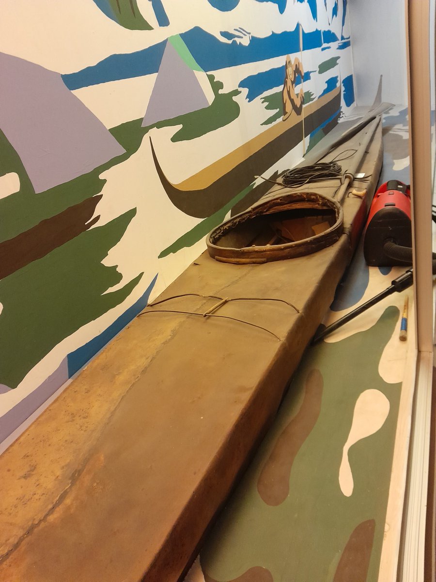 ConservationBob's tweet image. Ipswich Museum conservation for the redevelopment. our Inuit  Kayak came into the museum in 1853. We have a asked a specialist conservator to come to the museum and advise us on its conservation. The Kayak is presently crated but it will be unpacked and conservation started soon.