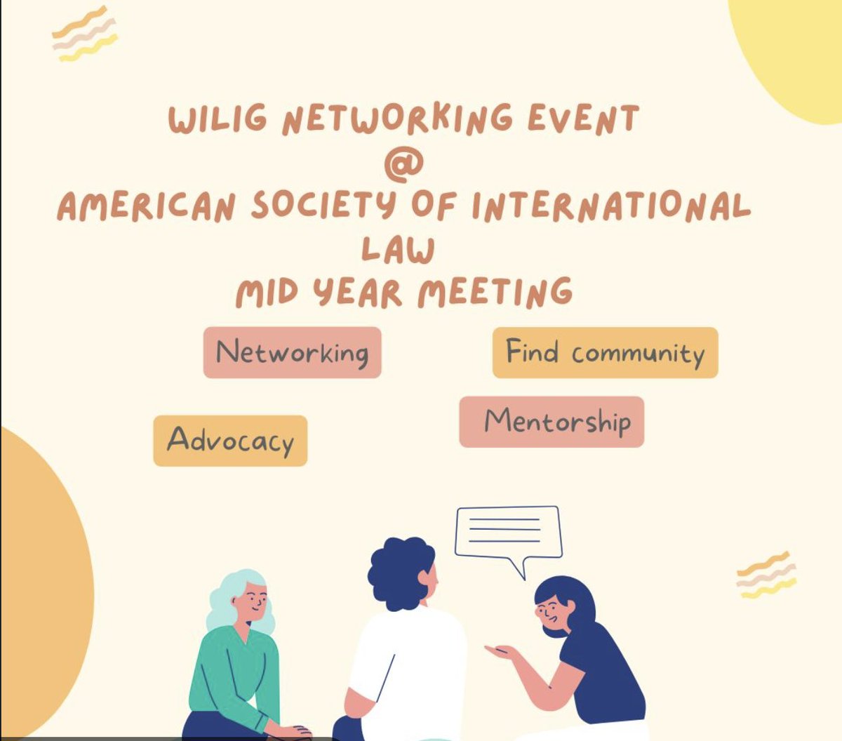 At the <a href="/asilorg/">ASIL</a> MYM meeting in Chicago this week?

The Women in International Law Interest Group (WILIG) invites you to join us for Coffee, Connection, &amp; Conversation ☕🥐 – a 90-minute session over coffee and pastries dedicated to building connections, sharing ideas, and