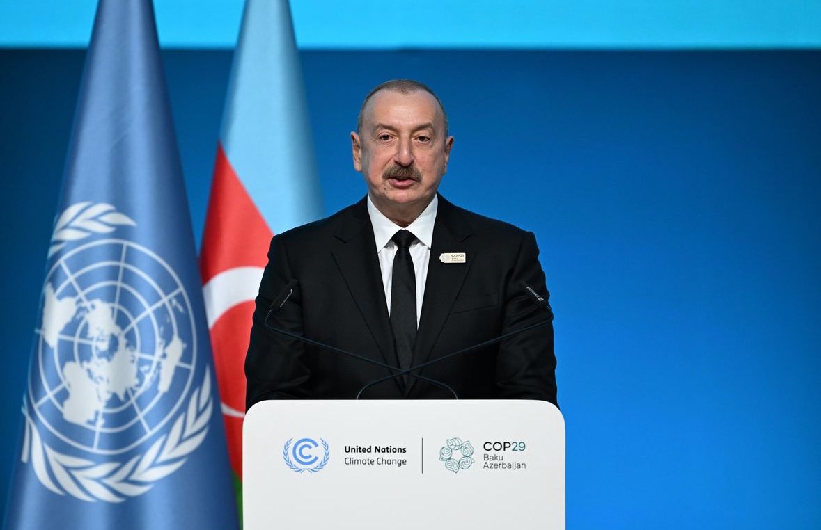 Powerful words from President Ilham Aliyev at #COP29 in Baku! 🇦🇿🌍
Azerbaijan leads by action: green energy zones, renewable investments &amp; tackling climate challenges. Despite unjustified boycotts, we stand strong for a greener, fairer future🌿#Sustainability